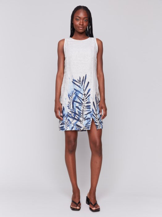 FINAL SALE Charlie B Printed Sleeveless Linen Blend Dress - Palm