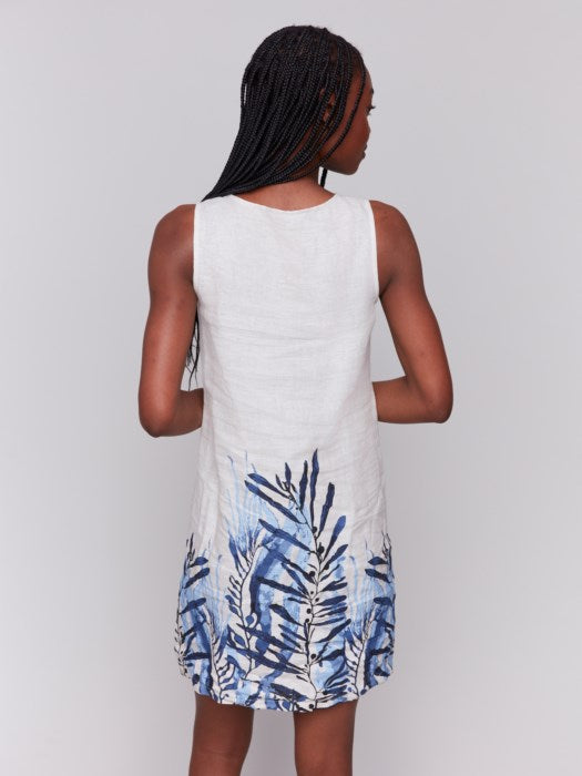 FINAL SALE Charlie B Printed Sleeveless Linen Blend Dress - Palm