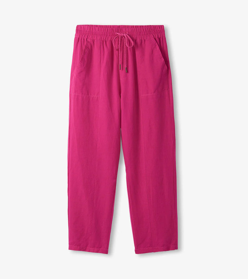 FINAL SALE Hatley Straight Leg Linen Pants - Fuchsia