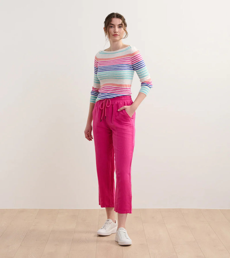 FINAL SALE Hatley Straight Leg Linen Pants - Fuchsia