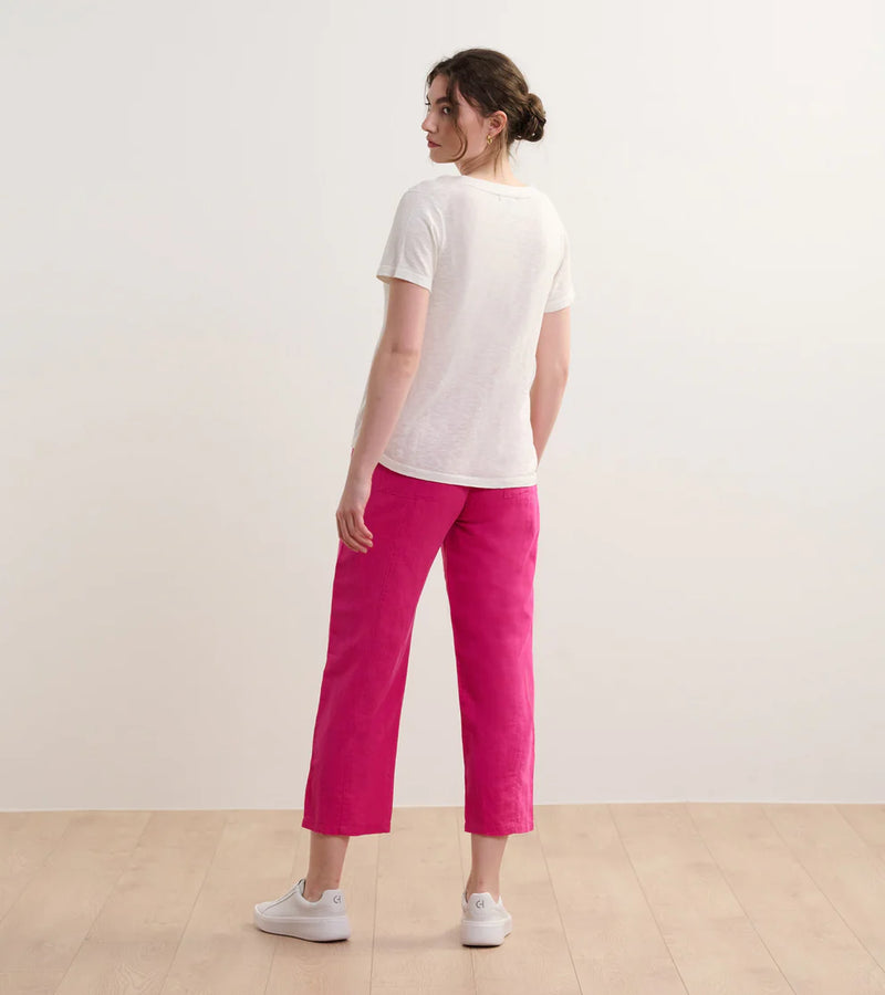 FINAL SALE Hatley Straight Leg Linen Pants - Fuchsia