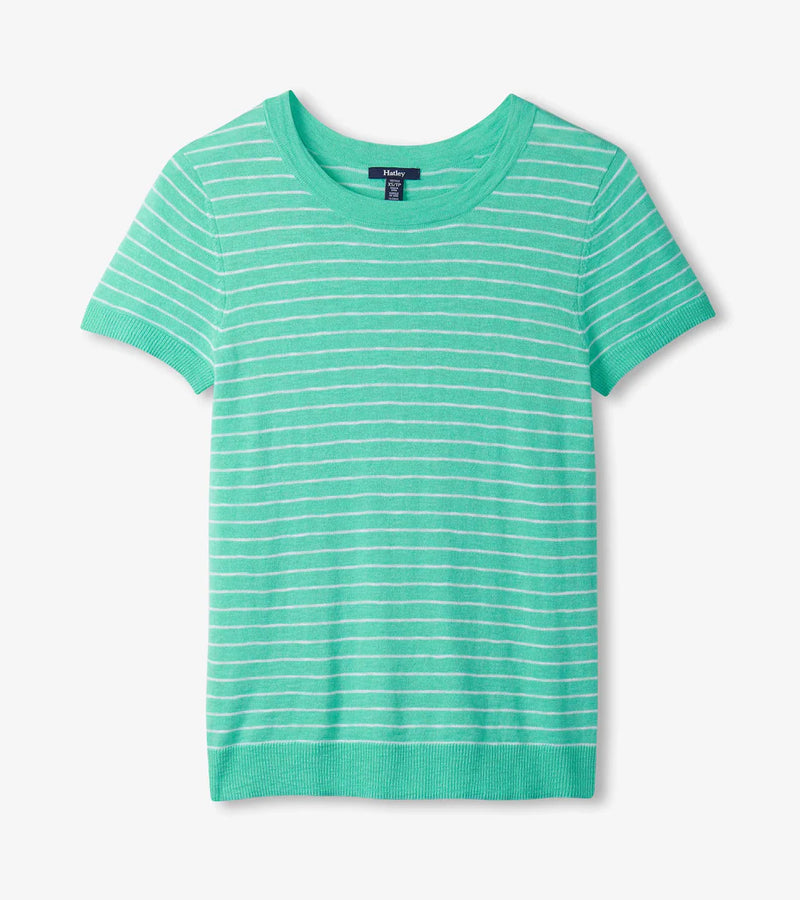 FINAL SALE Hatley Simone Knit Tee - Teal Stripes