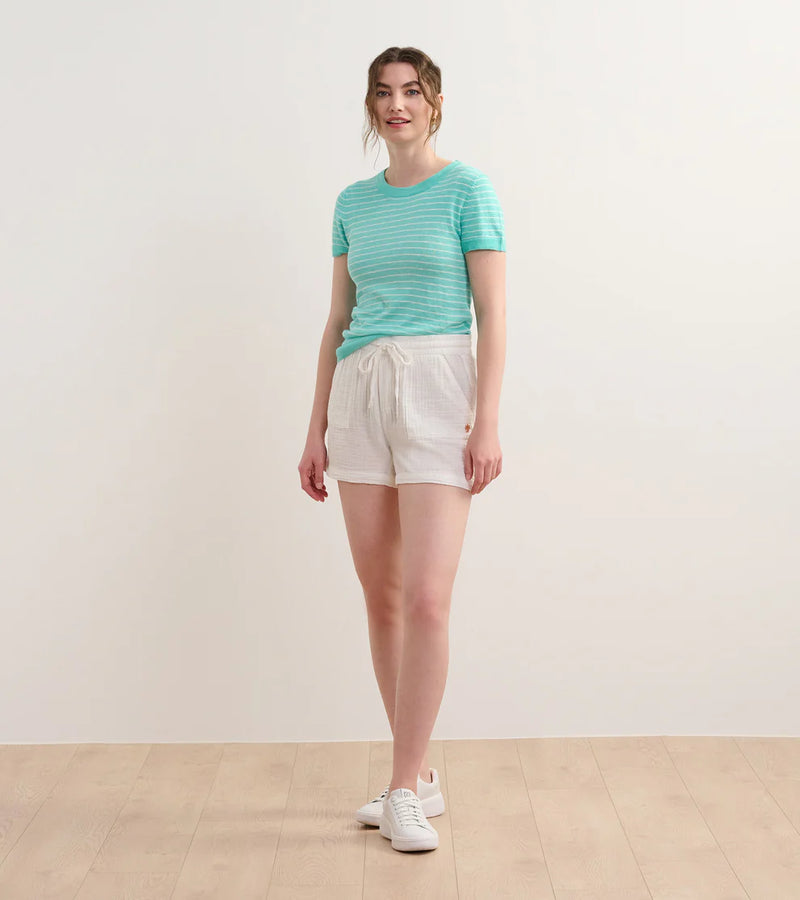 FINAL SALE Hatley Simone Knit Tee - Teal Stripes