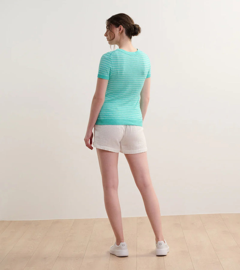 FINAL SALE Hatley Simone Knit Tee - Teal Stripes