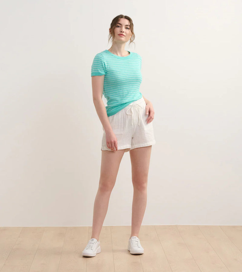 FINAL SALE Hatley Simone Knit Tee - Teal Stripes