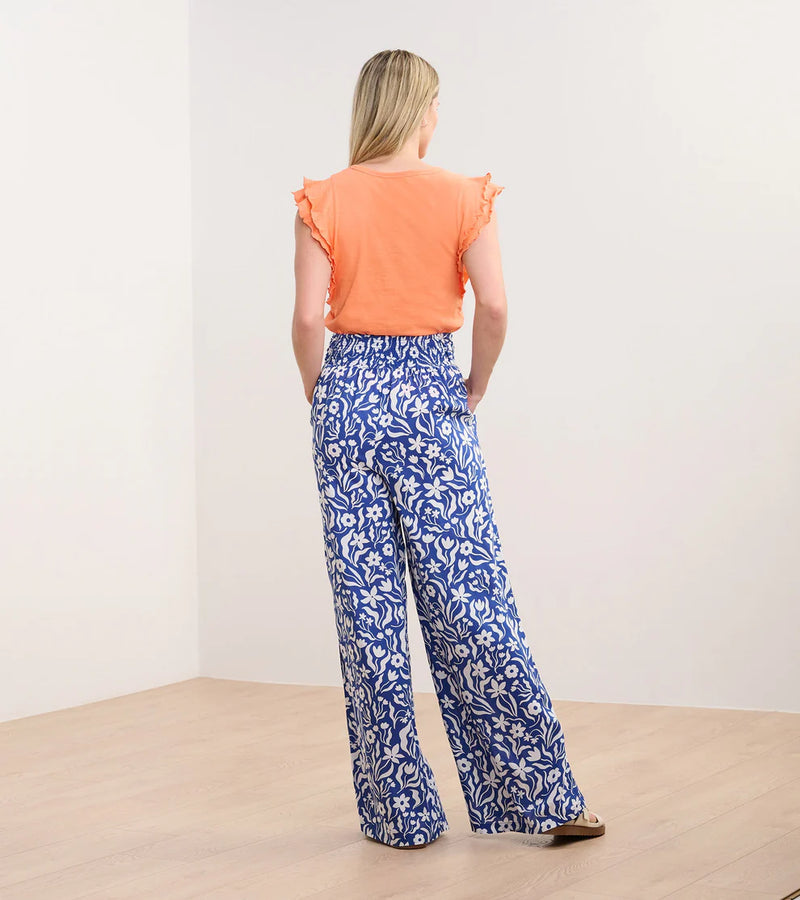 FINAL SALE Hatley Belted Wide Leg Pants - Wavy Flowers