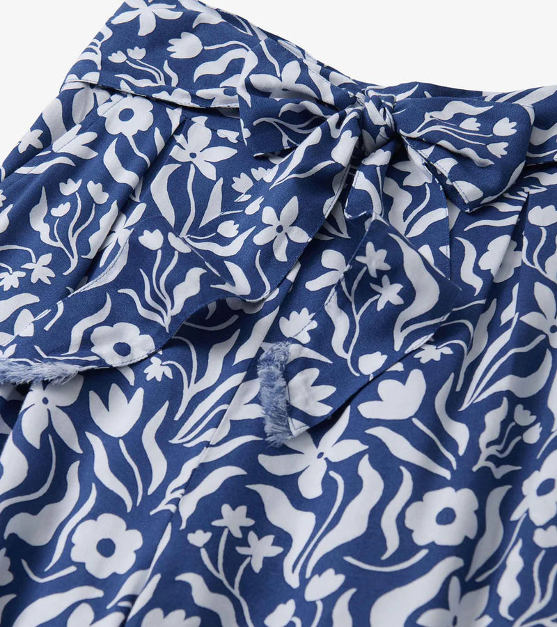 FINAL SALE Hatley Belted Wide Leg Pants - Wavy Flowers