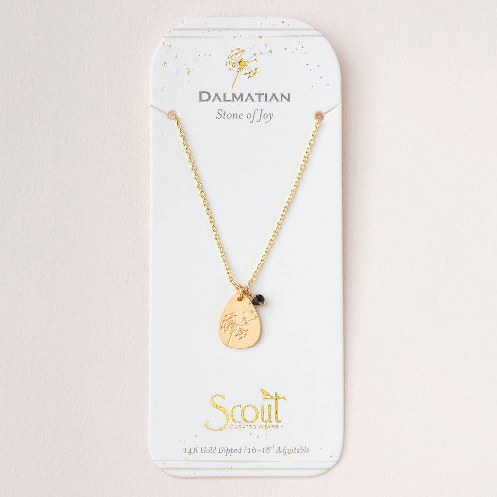 Stone Intention Charm Necklace - Dalmatian/Gold