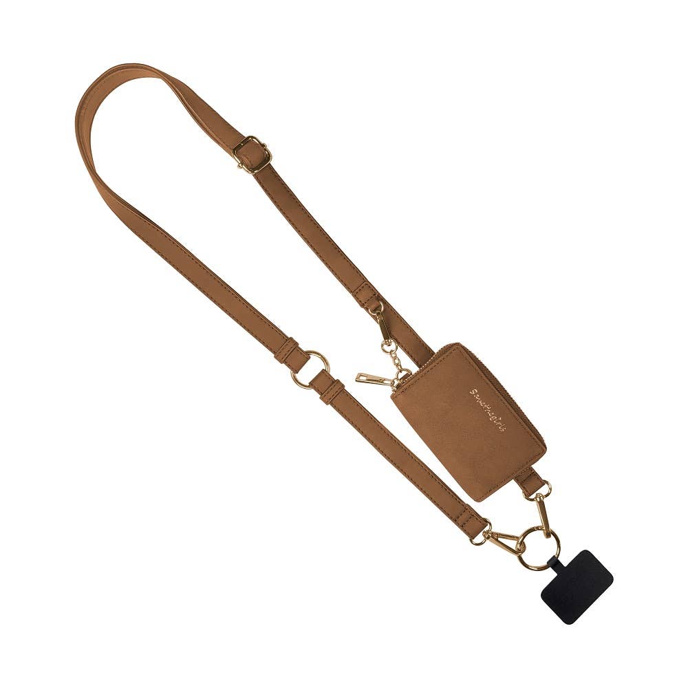 Clip &amp; Go Brushed Vegan Leather Phone Lanyard - Rfid Pouch