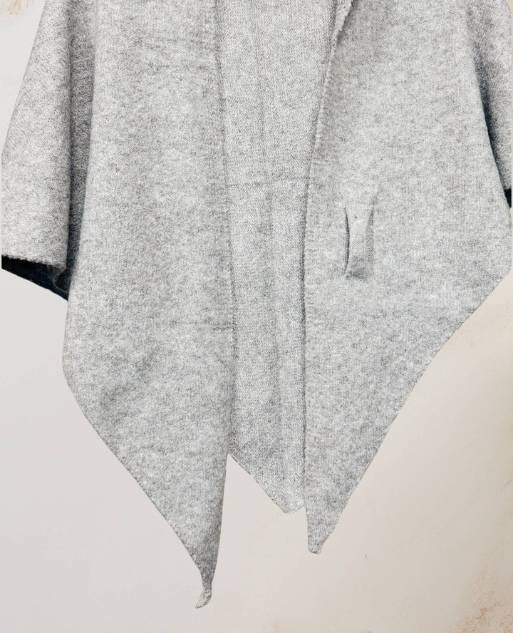 Cashmere-Blend Knit Triangle Shawl with Cross-Front Design
