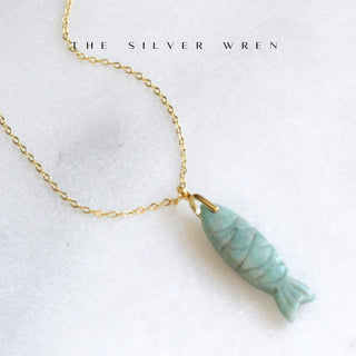 Gemstone Fish Pendant Necklace