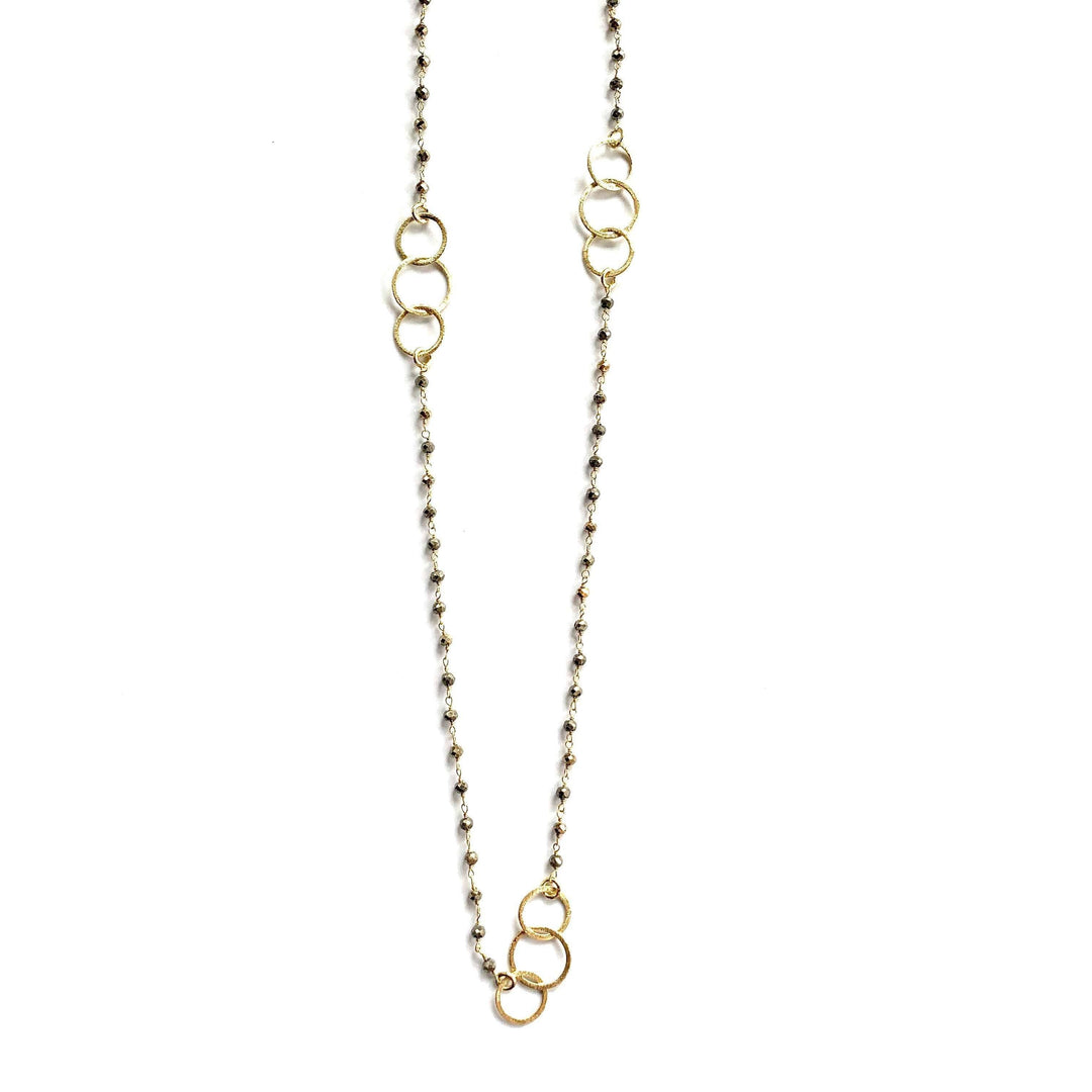 Erin Gray 3 Hoops on Pyrite Necklace