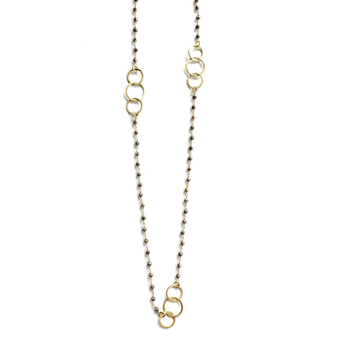 Erin Gray 3 Hoops on Pyrite Necklace