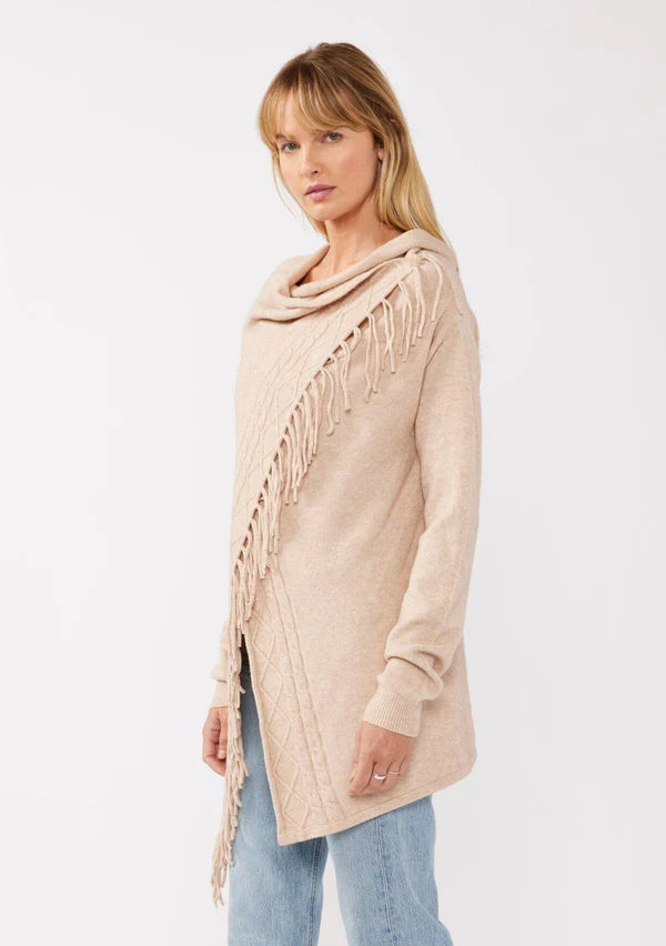 Clara Fringe Cardigan - Heather Natural