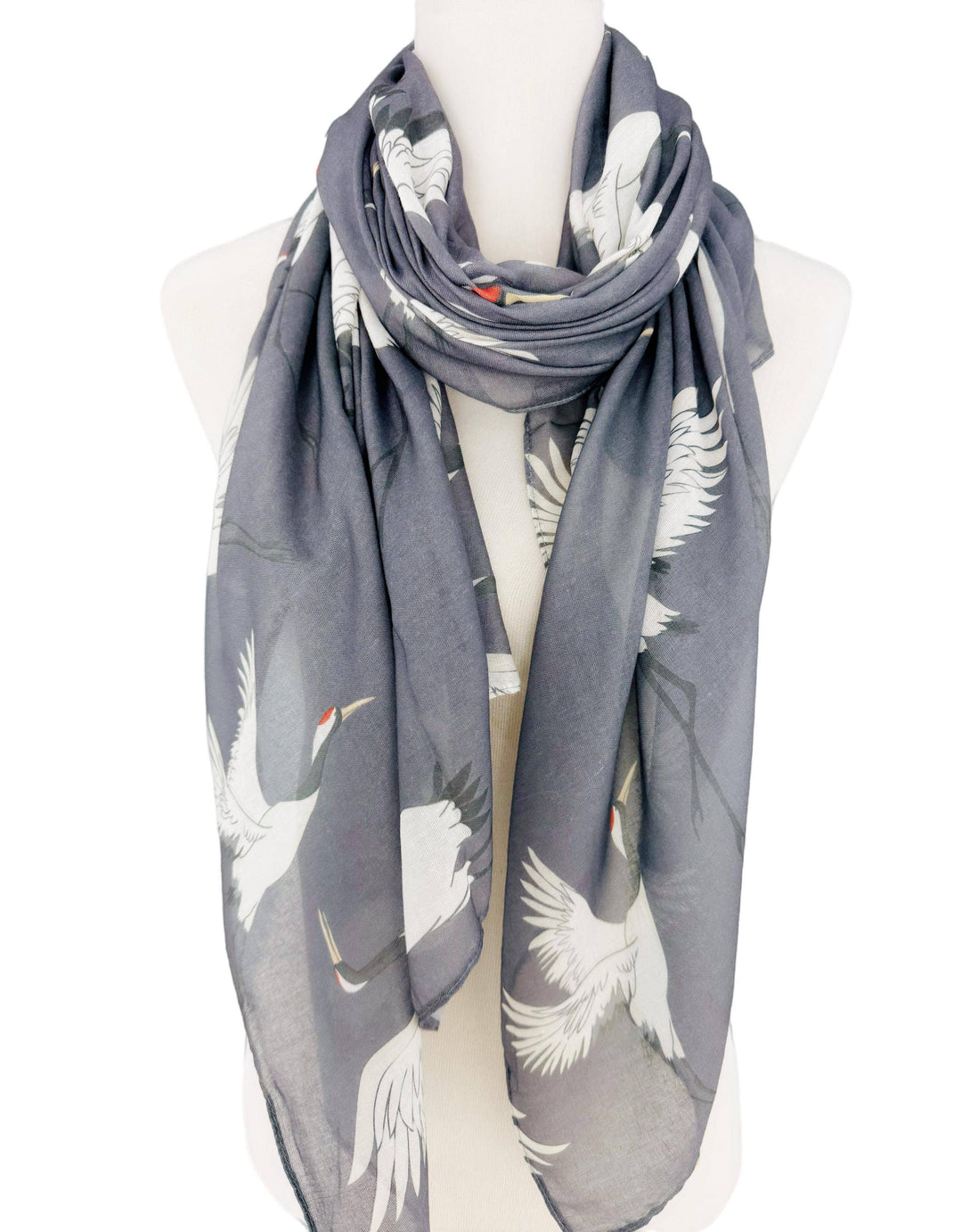 Grey-White Crane Scarf