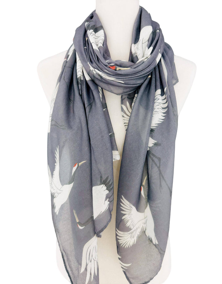 Grey-White Crane Scarf