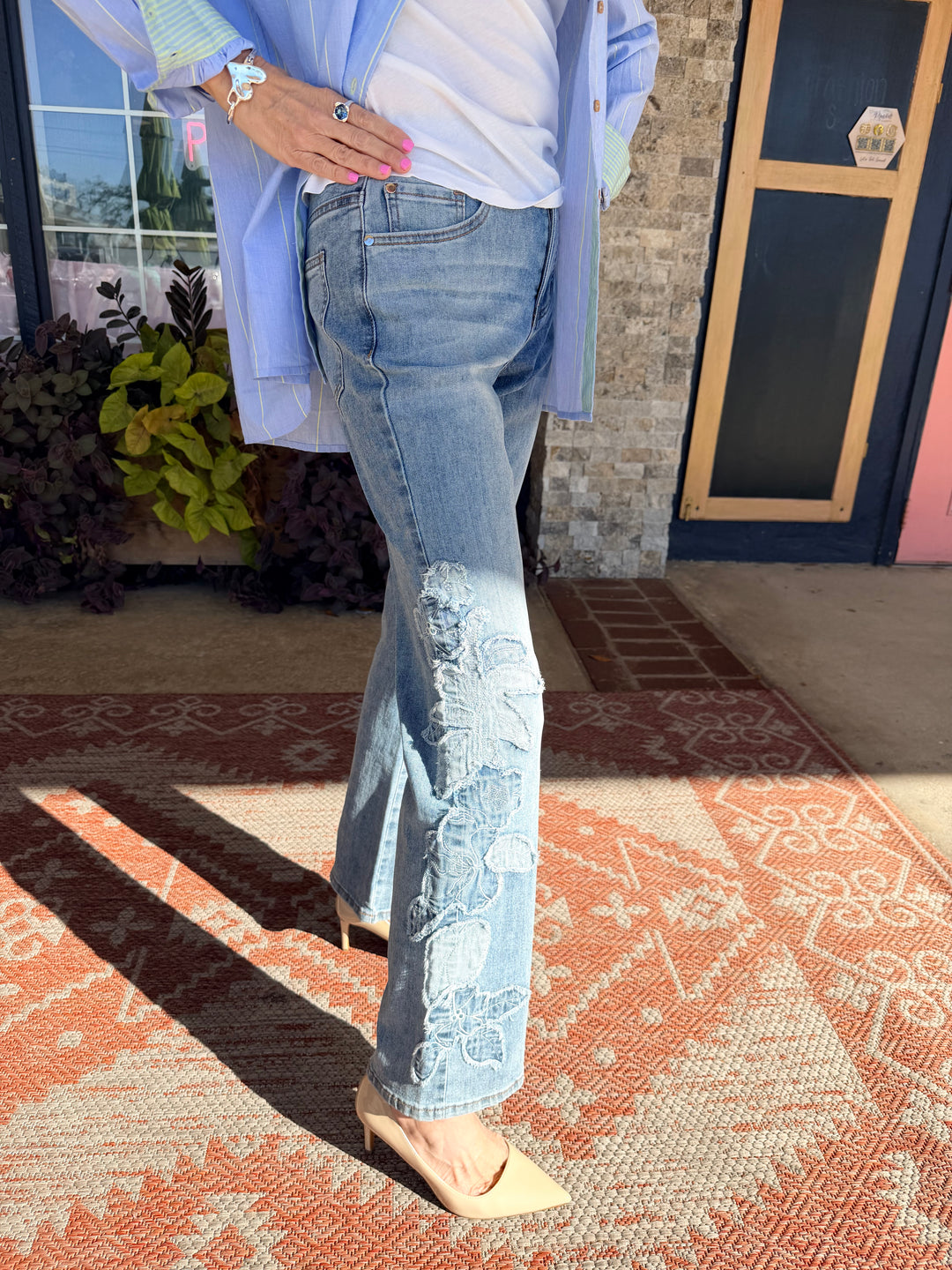 Tribal Sophia Curvy Flare w/ Denim Applique