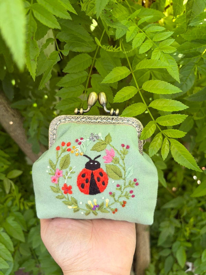 Ladybug Embroidered Coin Purse