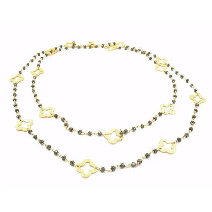 Erin Gray Gold Clover and Petite Pyrite Long Necklace
