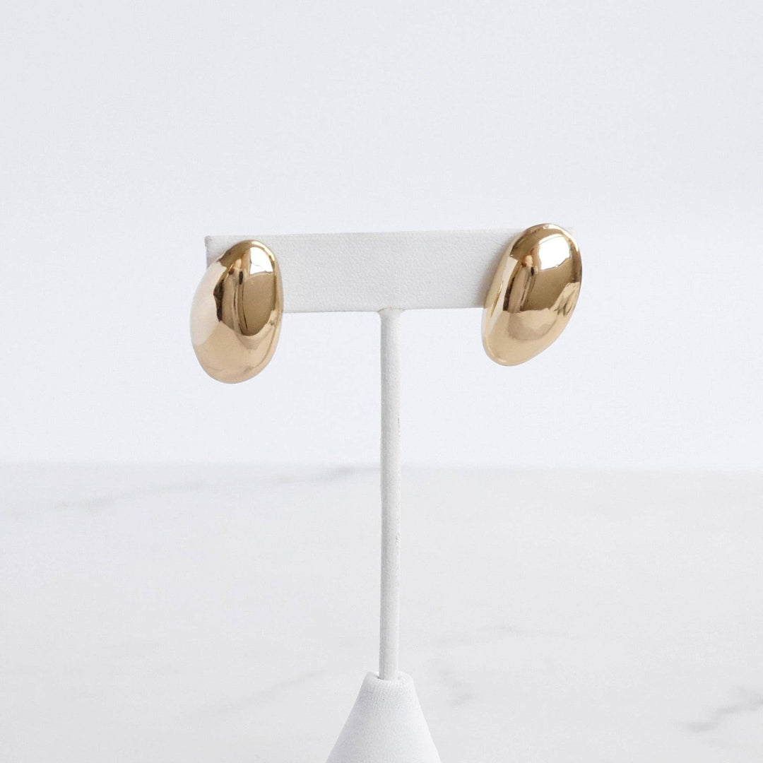 Organic Raw Oval Earrings - Gold &amp; Silver Tone