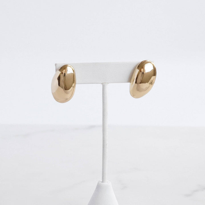 Organic Raw Oval Earrings - Gold &amp; Silver Tone