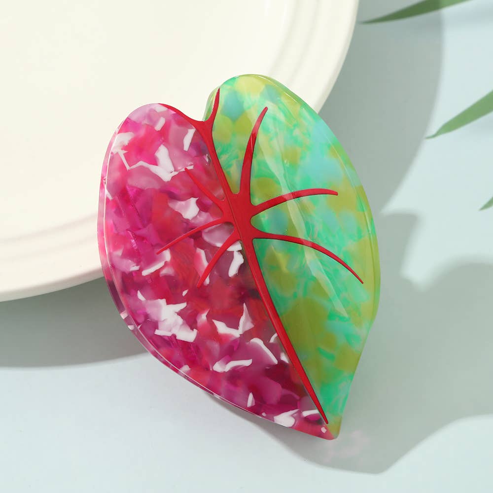 Vibrant Tropical Leaf-Shaped Botanical Hair Claw Clips