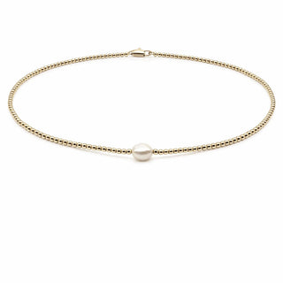 2mm 14k Gold filled with Single Baroque Pearl Necklace