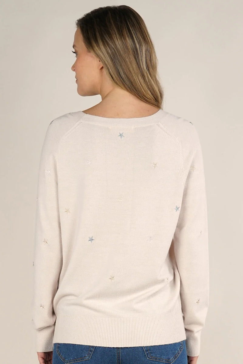 Star Embroidered Pullover Sweater - Heather Petal/Multi