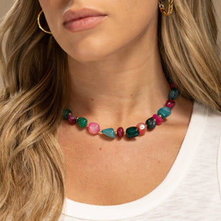Splendid Iris Bold Tumbled Stones Statement Necklace