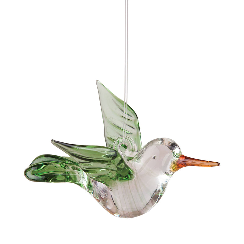 Christmas Hummingbird Art Glass Ornament