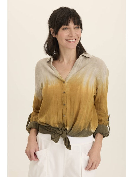 XCVI Wearables Porter Blouse - Tricolor Ombre Voyage
