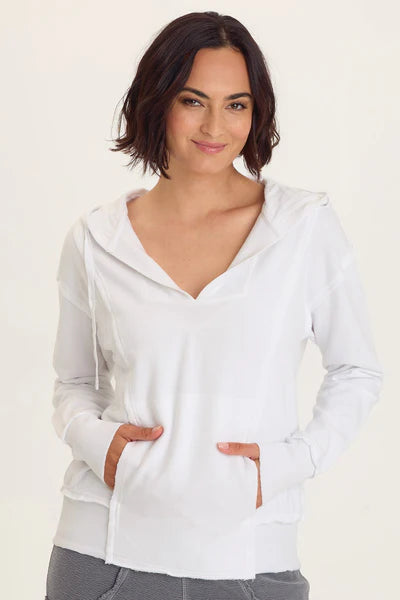XCVI Wearables Rosalyn Fleece Casual Hoodie  in White