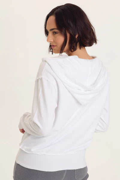 XCVI Wearables Rosalyn Fleece Casual Hoodie  in White