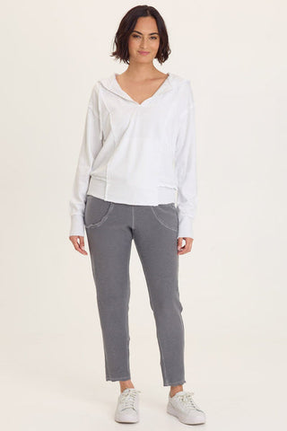 XCVI Wearables Rosalyn Fleece Casual Hoodie  in White