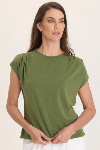 XCVI Wearables Arwen Soft Jersey Mock Neck Tee Pigment Apollo