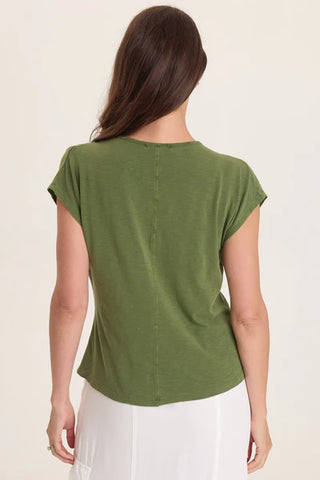 XCVI Wearables Arwen Soft Jersey Mock Neck Tee Pigment Apollo