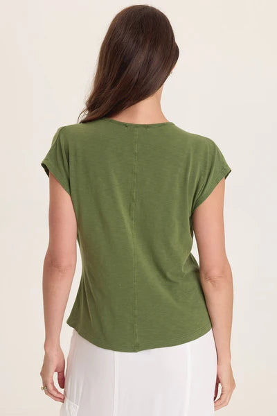 XCVI Wearables Arwen Soft Jersey Mock Neck Tee Pigment Apollo