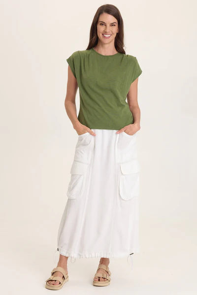 XCVI Wearables Arwen Soft Jersey Mock Neck Tee Pigment Apollo