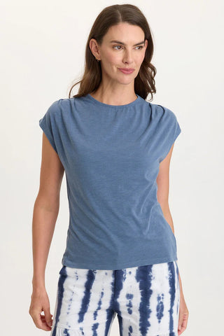 XCVI Wearables Arwen Soft Jersey Mock Neck Tee Hypnotic Pigment