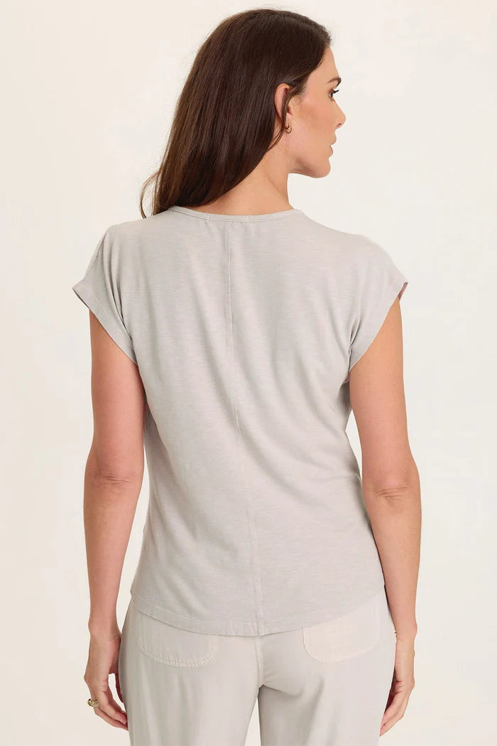 XCVI Wearables Arwen Soft Jersey Mock Neck Tee  in Sonic Silver