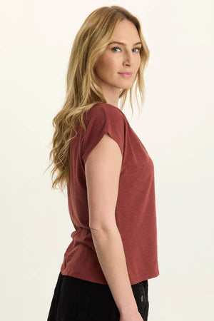 XCVI Arwen Soft Jersey Mock Neck Tee  in Salem&
