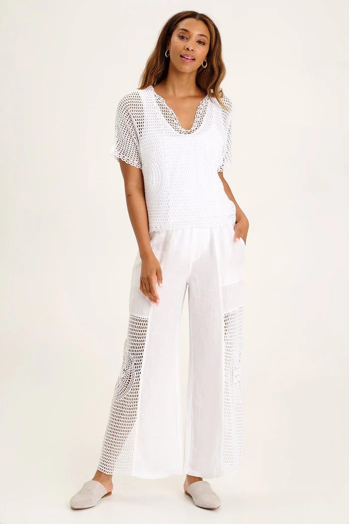 XCVI Tangent Linen/Crochet Wide Leg Pant