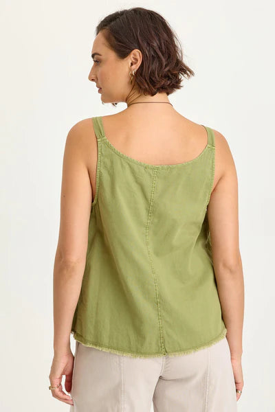 XCVI Wearables Shawnie Linen Billowy Pintuck Tank  in Garnish Pigment