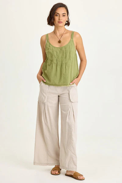 XCVI Wearables Shawnie Linen Billowy Pintuck Tank  in Garnish Pigment