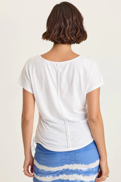 XCVI Wearables Diggory Jersey Cinchable Dolman Tee  in White