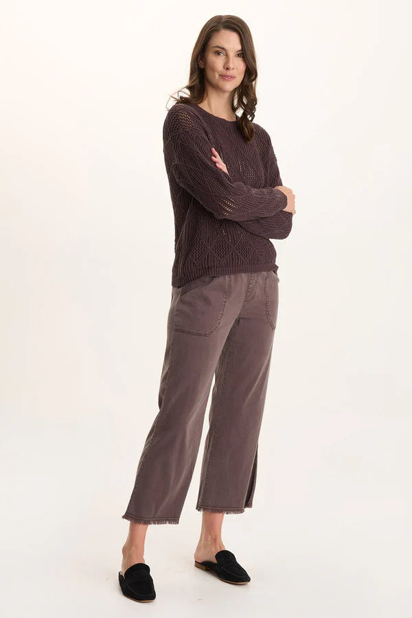 Rothwell Cotton Knit Relaxed-Fit Sweater Top  in Bistro Pigment