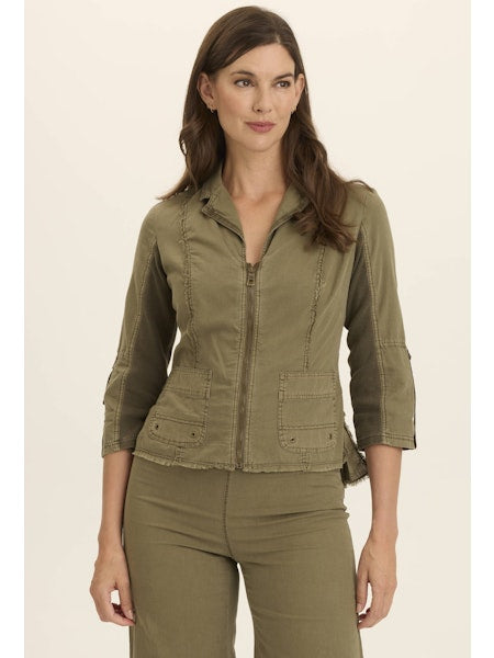 XCVI Wearables Linen Raphael Blazer - Kombu Pigment