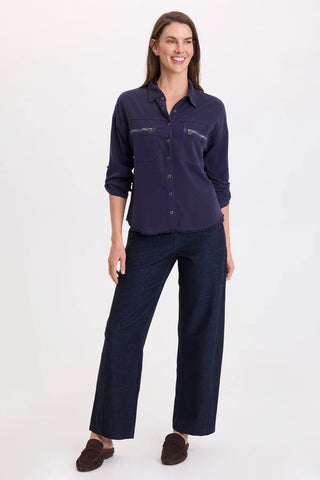 XCVI Wearables Damon Indigo Twill Pant Stygian Wash