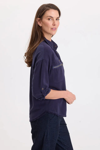 XCVI Wearables Knapp Button-Up - Navy