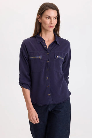 XCVI Wearables Knapp Button-Up - Navy